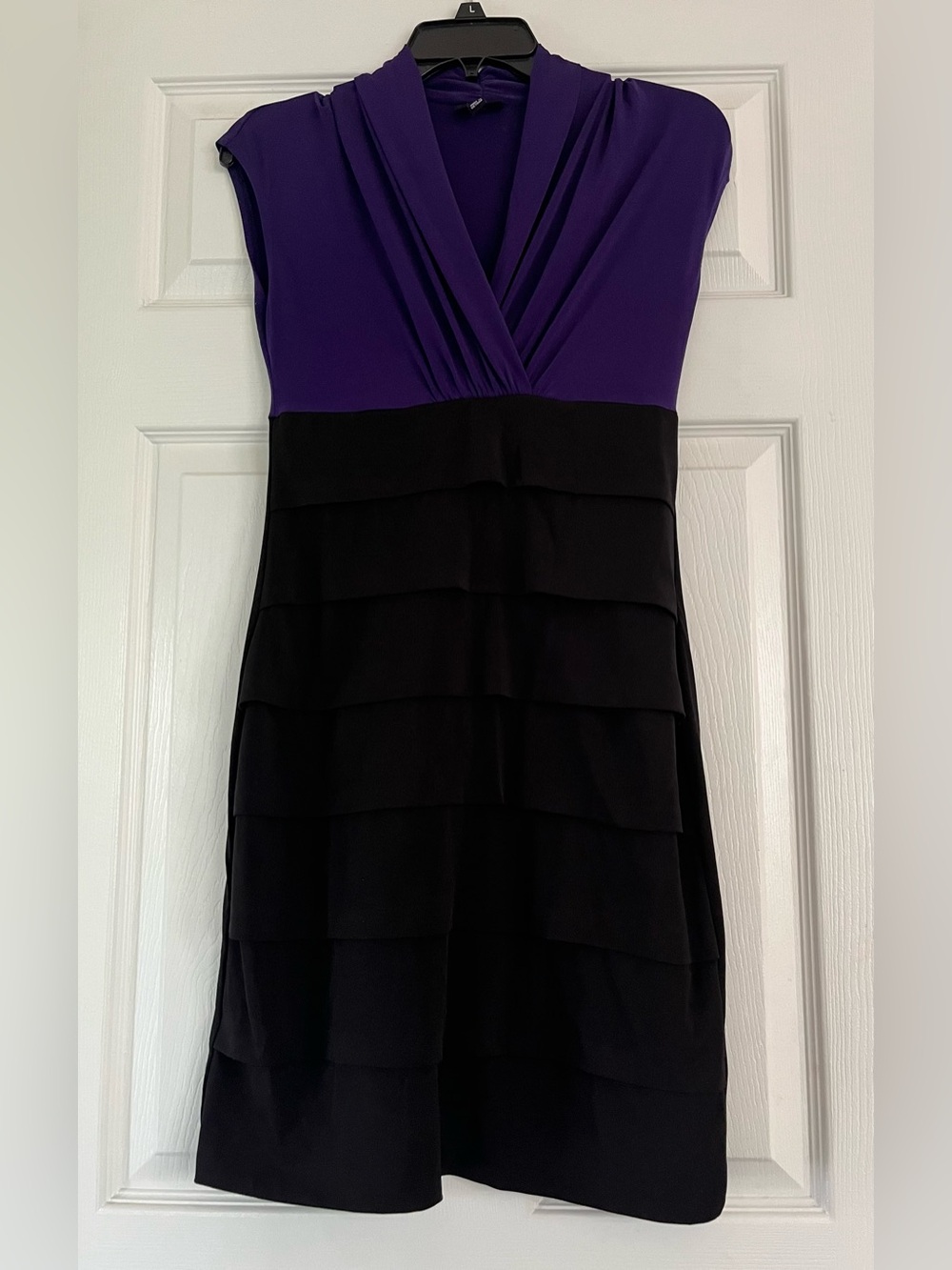ENFOCUS Cap Sleeve Dress Purple and Black V-Neck vintage Y2K size 4